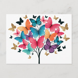 Whimsical Nature Butterfly Tree of Life Holiday Postcard