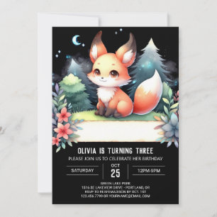  Whimsical Nature Fox Birthday digital Invitation