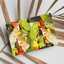 Whimsical Nature Green Parrots Birds Pattern