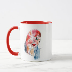 Whimsical Neurographic Line Art Girl Colourful Por Mug