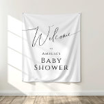 Whimsical Neutral Baby Shower Welcome Backdrop Tapestry<br><div class="desc">Introducing our whimsical neutral baby shower welcome backdrop —perfect for any season, whether it's fall, winter, spring, or summer! This backdrop has a boho-chic vibe with modern, elegant calligraphy and a minimalist black-and-white design. It's pretty and unique, with a touch of vintage shabby chic, making it perfect for both boys...</div>