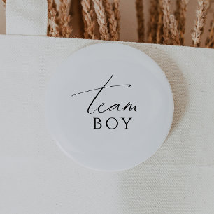 Whimsical Neutral Gender Reveal Team Boy 6 Cm Round Badge