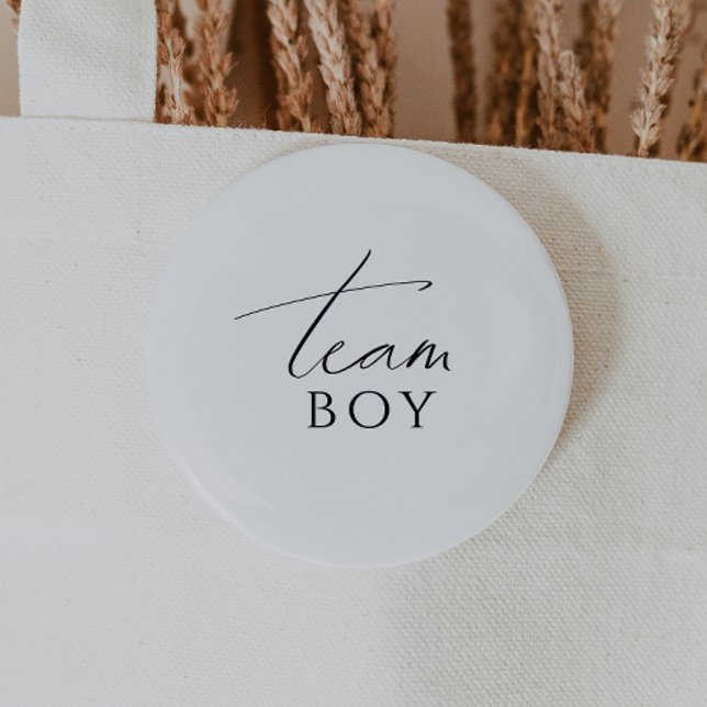Whimsical Neutral Gender Reveal Team Boy 6 Cm Round Badge (Creator Uploaded)