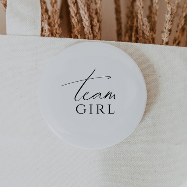 Whimsical Neutral Gender Reveal Team Girl 6 Cm Round Badge (Creator Uploaded)