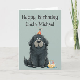 Whimsical Newfoundland Dog Birthday Card