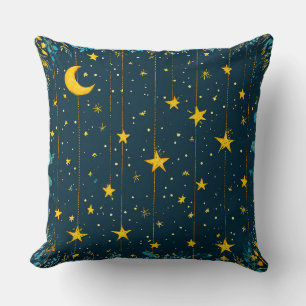 Whimsical night sky cushion