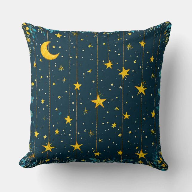 Whimsical night sky cushion (Front)