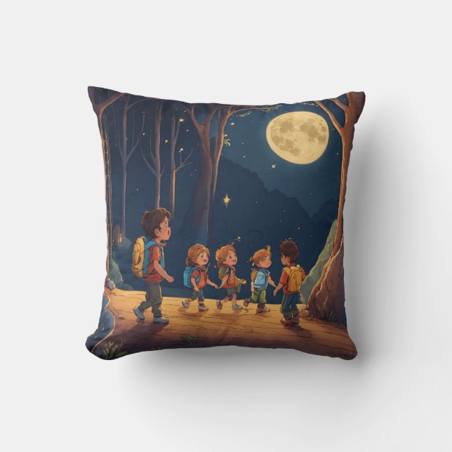 Whimsical Nighttime Adventure Design Cushion (Front)
