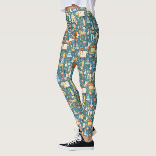 Whimsical Nordic Christmas Gnomes with Animals Leggings