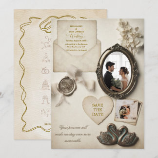 Whimsical & Nostalgic Romance With Timeline  Invitation