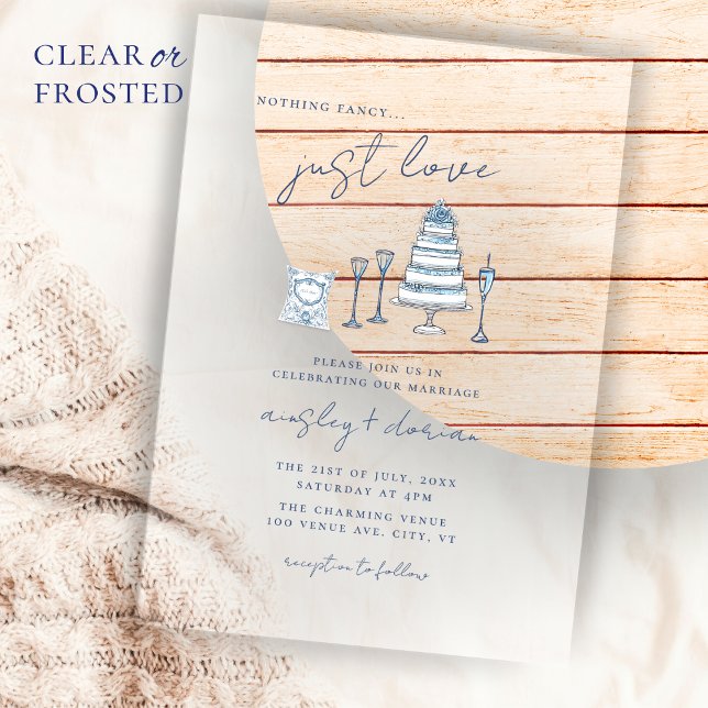 Whimsical Nothing Fancy Just Love Wedding Doodle Acrylic Invitations (Creator Uploaded)