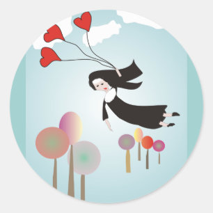 Whimsical Nun Art Gifts Classic Round Sticker