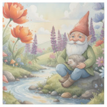 Whimsical nursery art gnome hedgehog