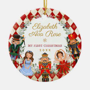 Whimsical Nutcracker Baby 1st First Christmas Ceramic Ornament