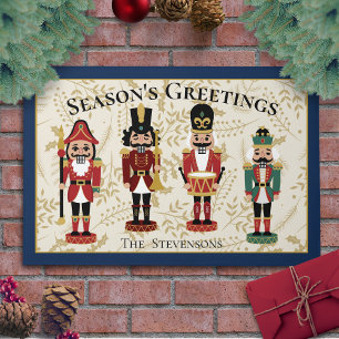 Whimsical Nutcracker Blue and Beige Doormat