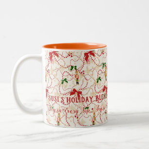 Whimsical Nutcracker Candy Cane Holiday Blend Name Two-Tone Coffee Mug