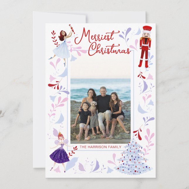 Whimsical Nutcracker Christmas Photo Holiday Card (Front)