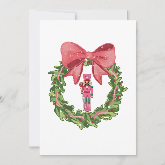 Whimsical Nutcracker Christmas Wreath Invitation (Front)