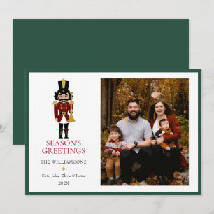 Whimsical Nutcracker in Green Flat Holiday Card