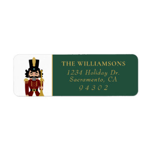 Whimsical Nutcracker in Green Return Address Label