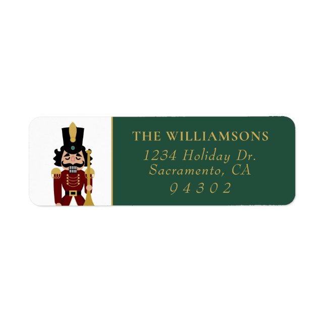 Whimsical Nutcracker in Green Return Address Label (Front)
