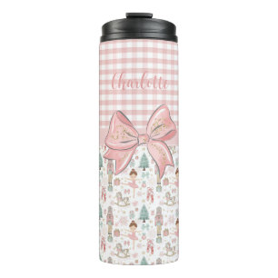 Whimsical Nutcracker Pastel Pink Christmas Ballet Thermal Tumbler