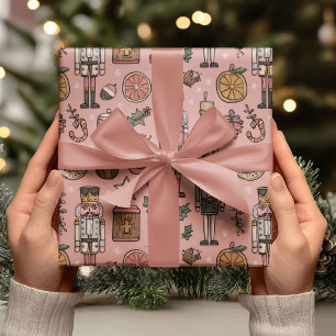 Whimsical Nutcracker Pink Wrapping Paper