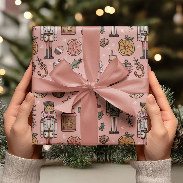 Whimsical Nutcracker Pink  Wrapping Paper (Creator Uploaded)
