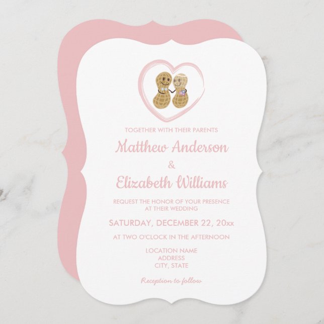 Whimsical Nuts About Each Other Cute Wedding Invitation (Front/Back)