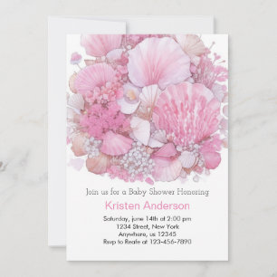 Whimsical Ocean Beachcomber Girl Baby Shower Invitation