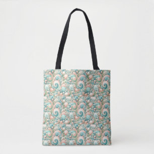 Whimsical Ocean Breeze: Pastel Sea Swirls in Cotta Tote Bag