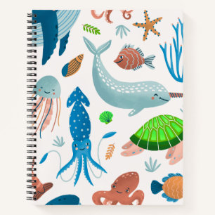Whimsical Ocean Friends Spiral Notebook