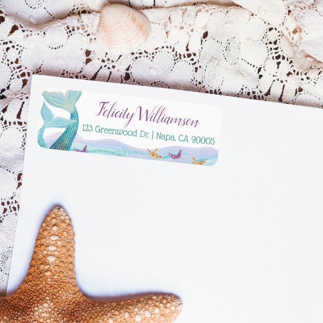 Whimsical Ocean Sea Mother & baby Mermaid Return Address Label (Creator Uploaded)