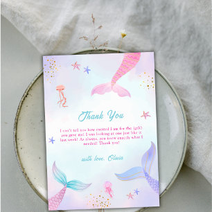 Whimsical Ocean Summer Mermaid Tail Baby Shower Thank You Card