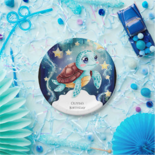 Whimsical Ocean Underwater Turtle Birthday Paper Plate