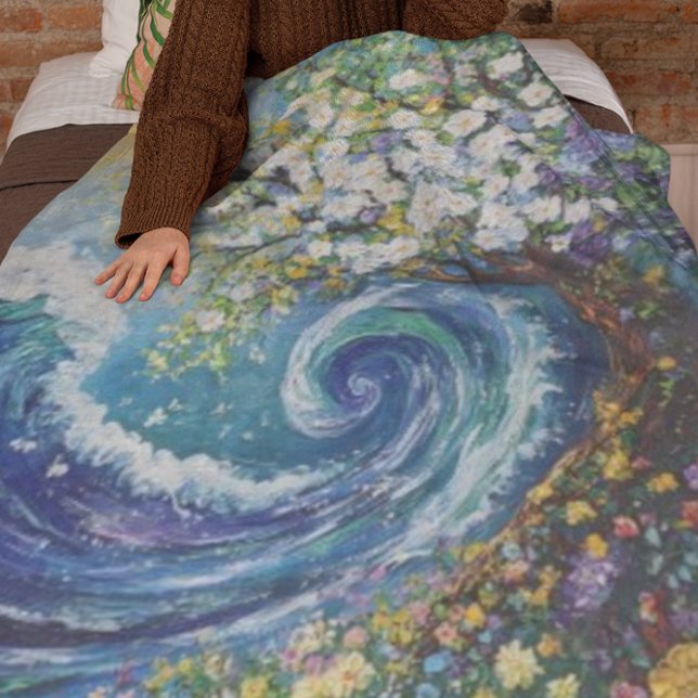 Whimsical Ocean Wave | Impressionism Painting Fleece Blanket (Creator Uploaded)