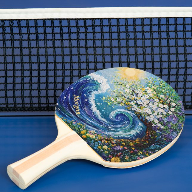 Whimsical Ocean Wave | Impressionism Painting Ping Pong Paddle (Insitu)