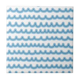 Whimsical Ocean Waves Ceramic Tile