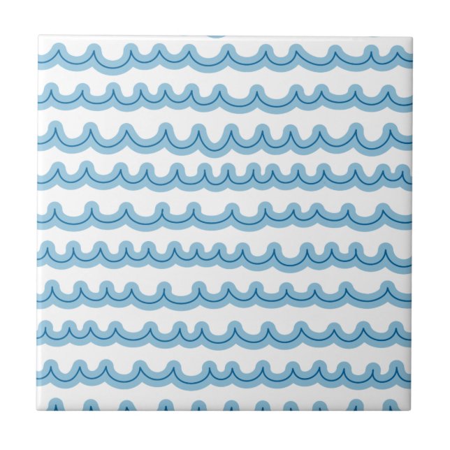 Whimsical Ocean Waves Ceramic Tile (Front)