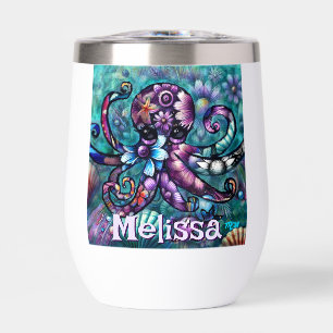 Whimsical Octopus Floral Teal Coastal Personalised