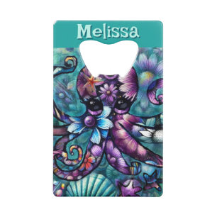 Whimsical Octopus Floral Teal Coastal Personalised