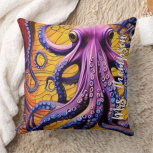 Whimsical Octopus with Personalised Name Cushion