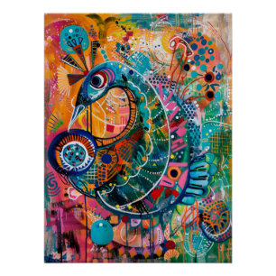 Whimsical Odyssey In Vibrant Patterns Poster
