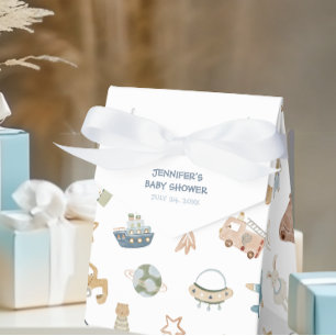 Whimsical Oh Boy Watercolor Doodle Baby Shower Favour Box