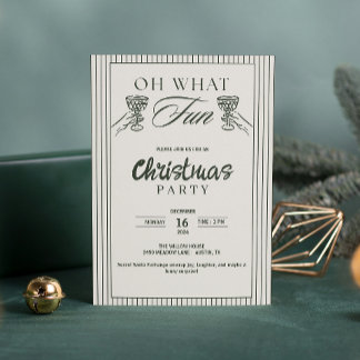 Whimsical Oh What Fun Cocktail Christmas Party Holiday Card