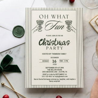 Whimsical Oh What Fun Cocktail Christmas Party Invitation