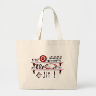 Whimsical Old Fashioned Kitchen Art Large Tote Bag