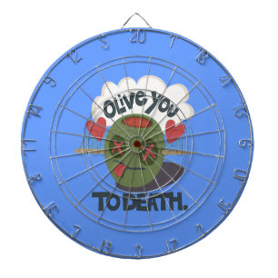 Whimsical "Olive My Heart" Funny Face Design Dartboard