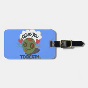 Whimsical "Olive My Heart" Funny Face Design Luggage Tag