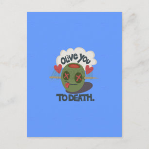 Whimsical "Olive My Heart" Funny Face Design Postcard